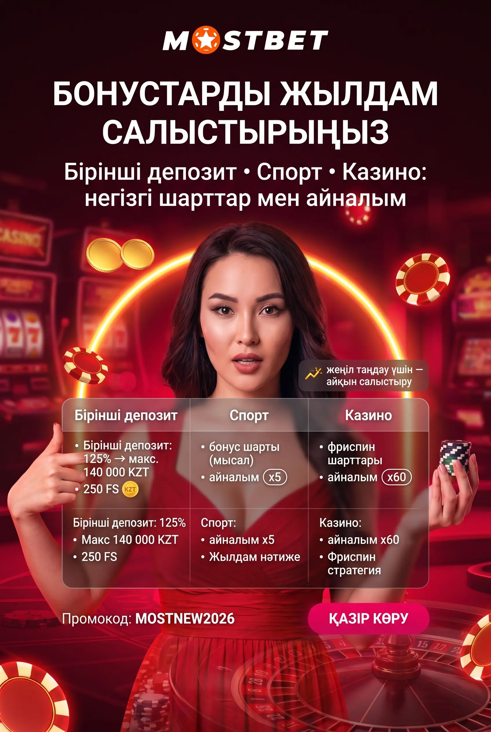 Бонус түрлерін сандар бойынша салыстыру