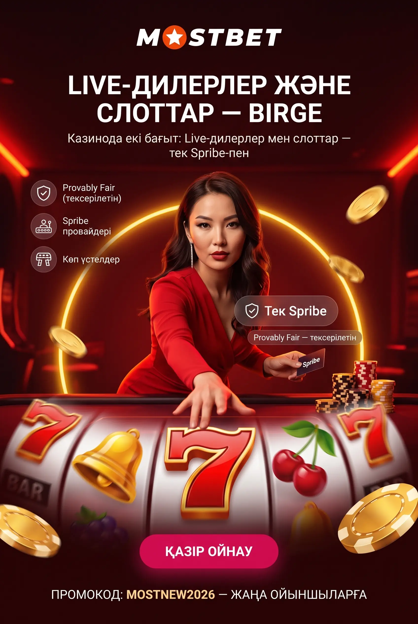 Mostbet казино және слот бөлімдері